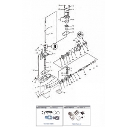 40, 50, 60 pk (4 cil) (EFI) 40 Carb (3 cil) Mariner (Schakelhuis Ø 87.38 mm) (4-takt) Staartstuk Onderdelen